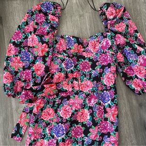Zara belted floral mini dress